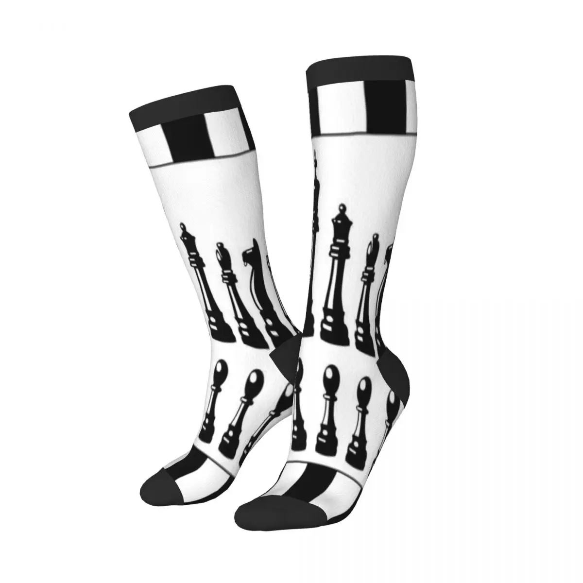 Spring/autumn over the knee socks Black And White Chess Pieces school dance long stocking