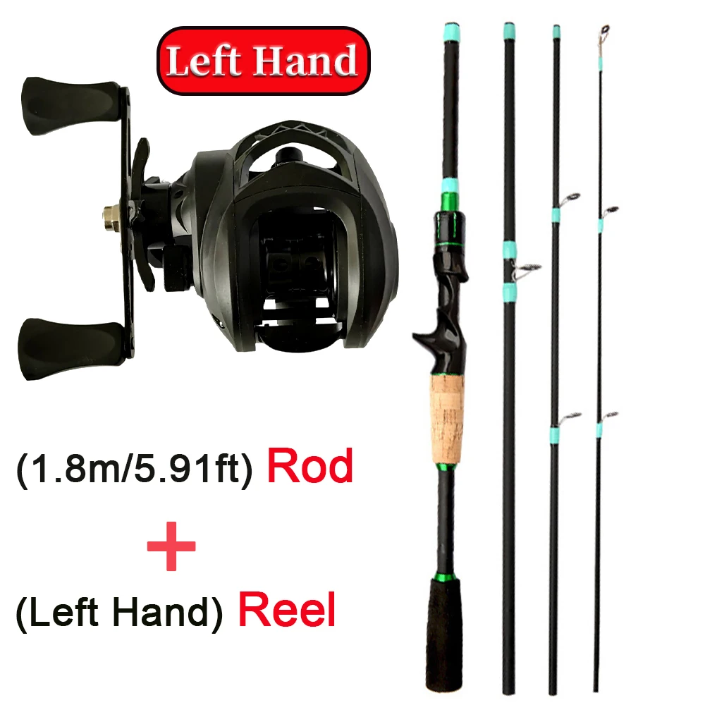 5/4 Abschnitte Ultraleichte Carbon Reise Angelrute Combo ML Power Lure Pole mit 18+ 1BB Baitcastingrolle Max Drag 8KG Pesca
