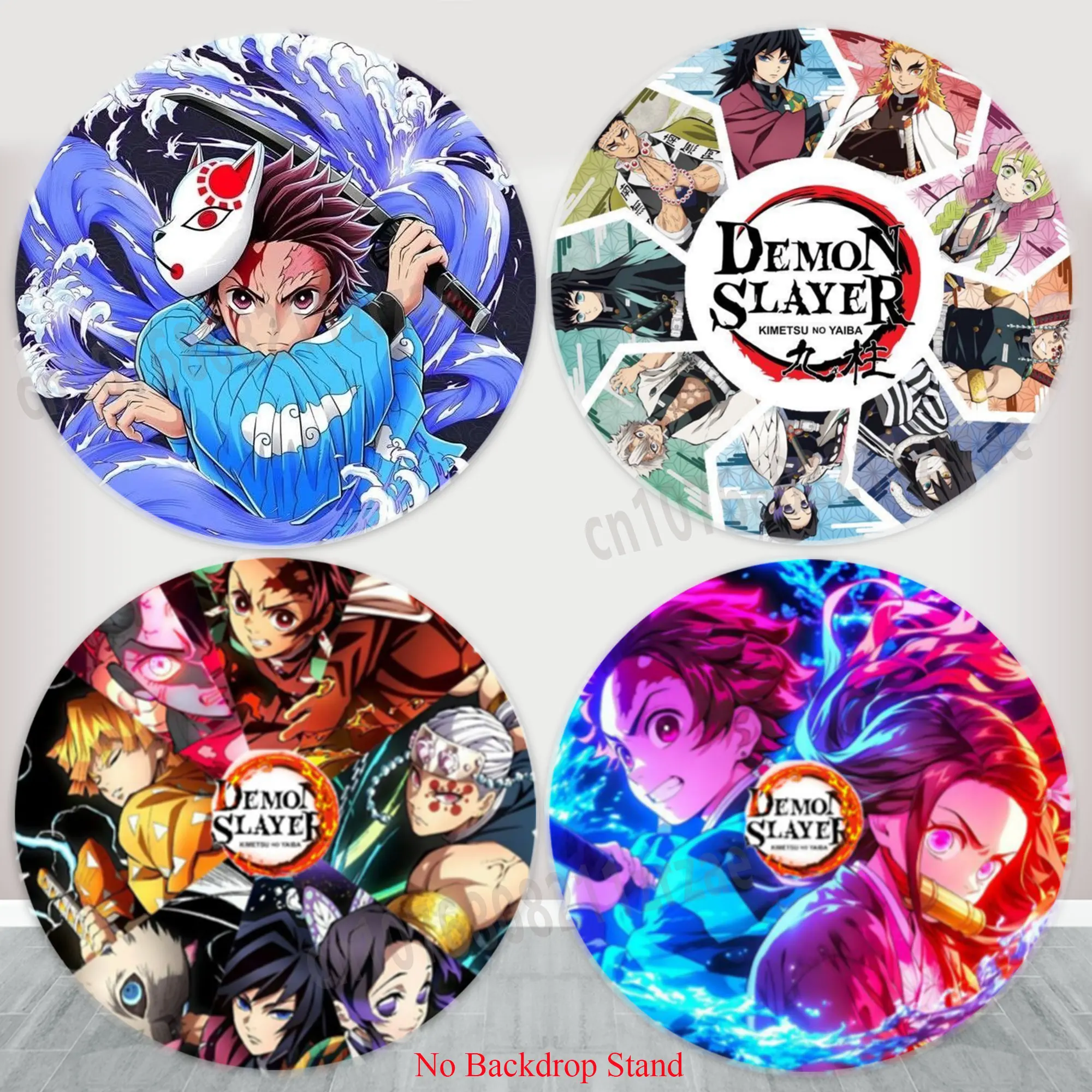 

Demon Slayer Round Backdrop Boys Child Birthday Party Decor Baby Shower Circle Banner Cover Background Photography Studio Props
