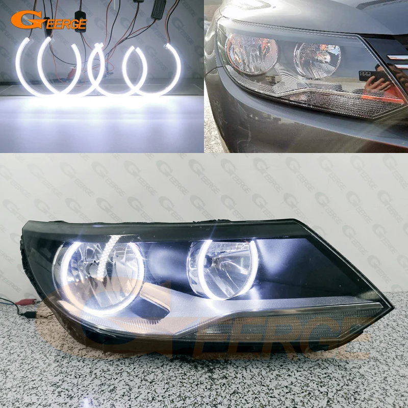 

For VOLKSWAGEN VW TIGUAN I 5N Facelift Halogen Headlight Excellent Ultra Bright COB Led Angel Eyes Halo Rings Day Light