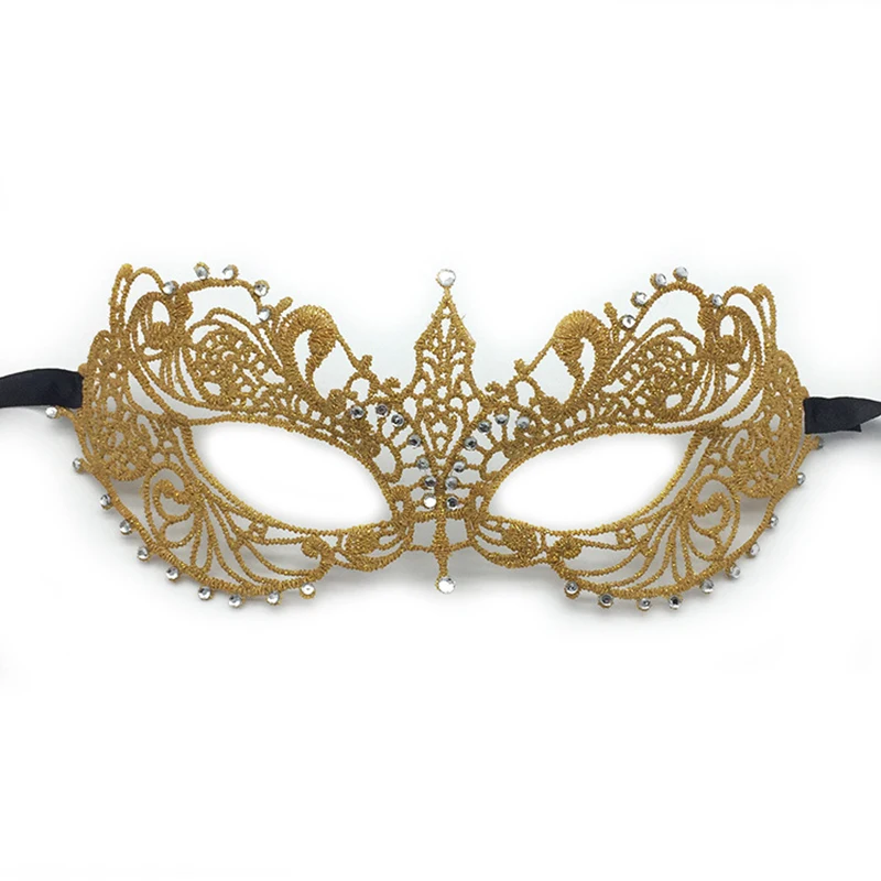 Fashion Headress Party Prom Dress Accessories Women's Mask Sexy Lace Rhinestone Half Face Eye Mask Festival Performance Props