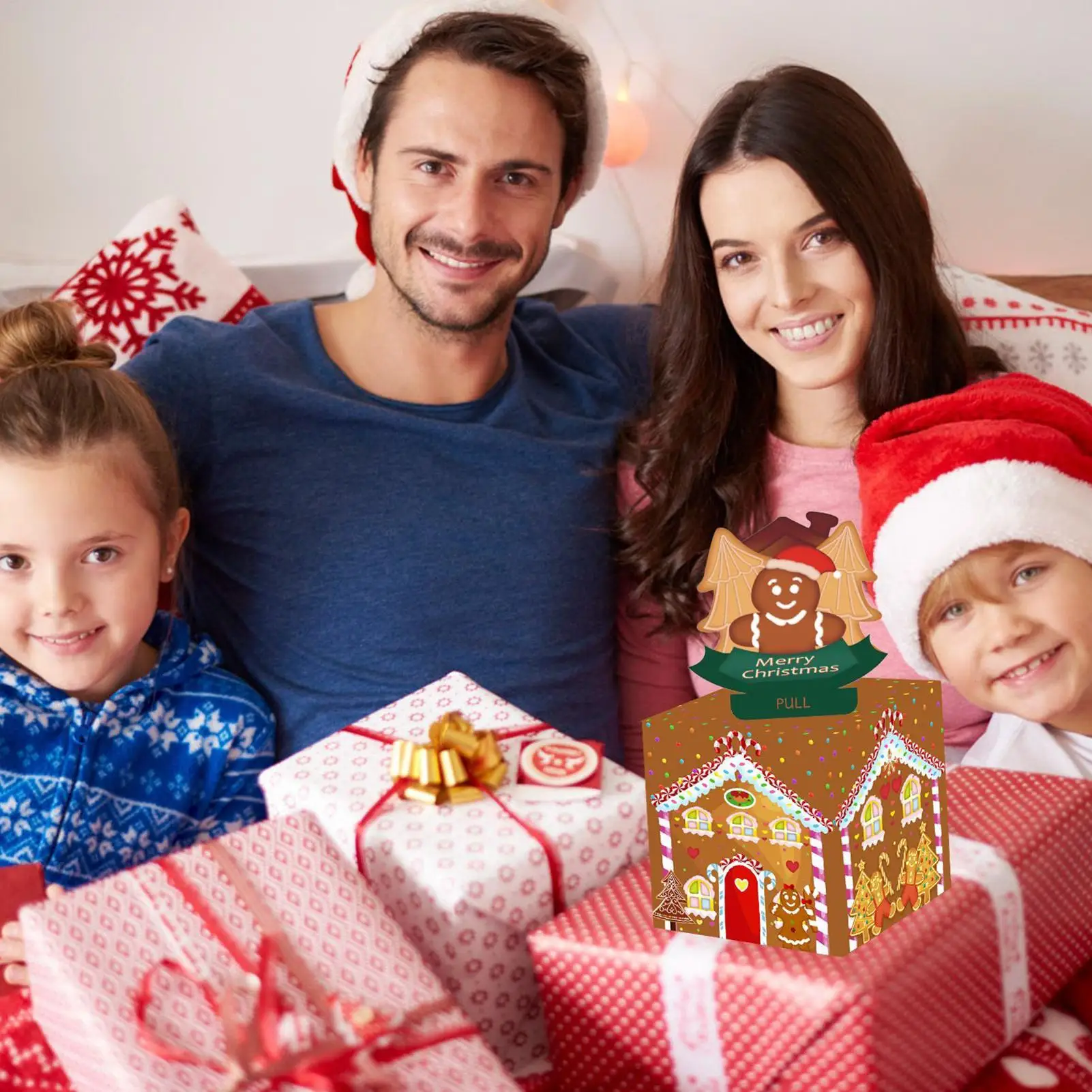 Boîte à tirette d'argent de noël Pop, boîte à contes de noël, distributeur de cartes en rouleau amusant pour adultes, Festival, famille, carnaval, enfants, amis