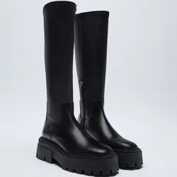 2024 New Fashion Brand Luxury Designer Punk Casual Calf Women Boots Zipper Fashion Chunky Heel Top Quality Casual Shoes Woman