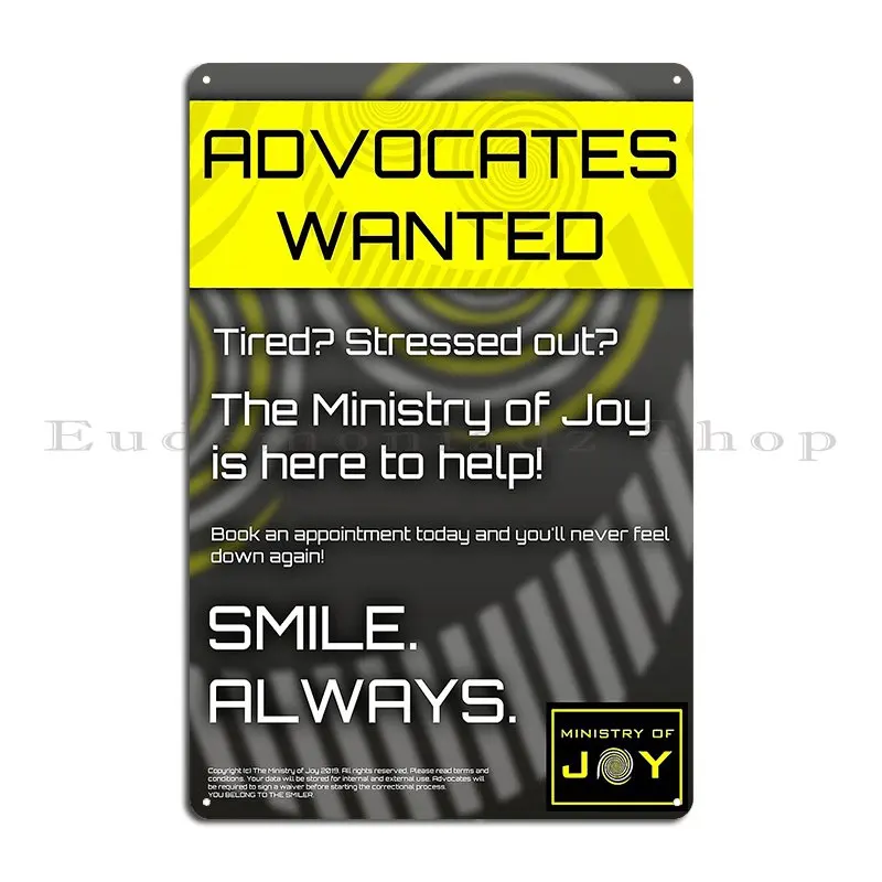 Advocates Wanted Metal Sign Garage Design Pub Home Club Tin Sign Poster