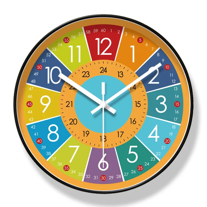

2024 Cartoon early education fashion home clock and wall watch Room Decoration Wall Clock Modern Home Kitchen Wall Decor Clocks