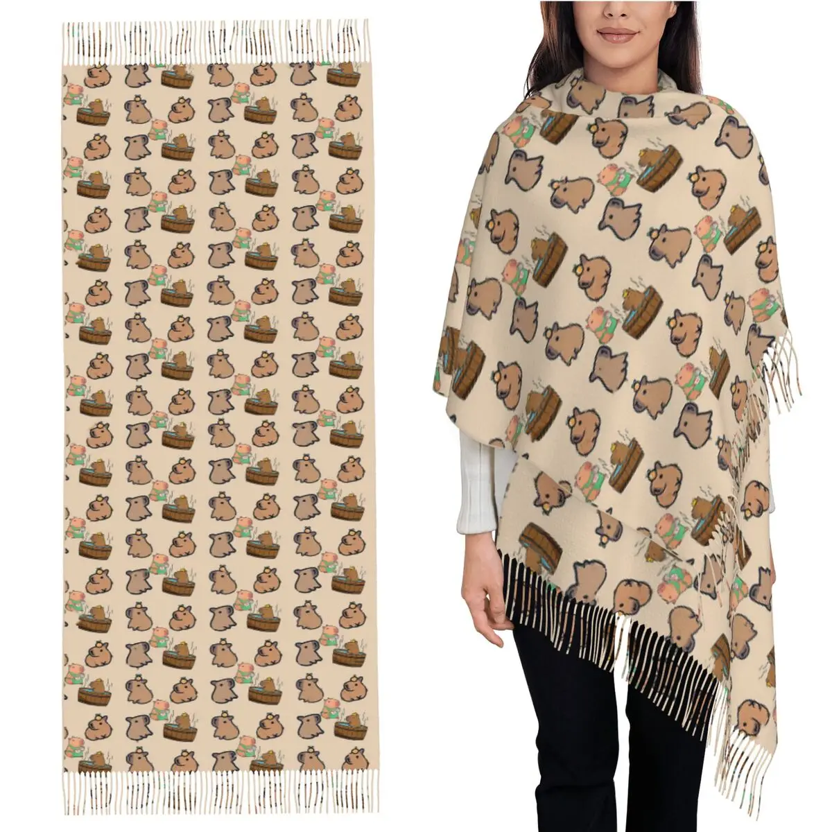 

Capybara Group Scarf Tassel Scarves for Women Soft Warm Shawls and Wraps Large Fall Winter Shawl Wrap
