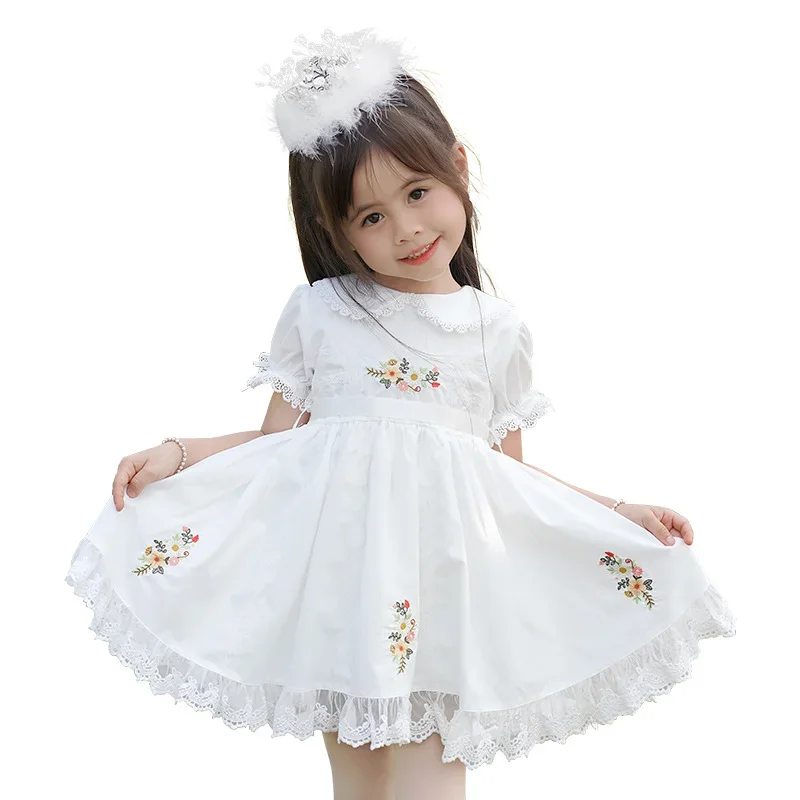 Lacs Embroidery Flower New Kids Dresses for Girls Baby Summer Dress Kids Girls Casual Soft Girl Clothes Design Vestidos Vestido