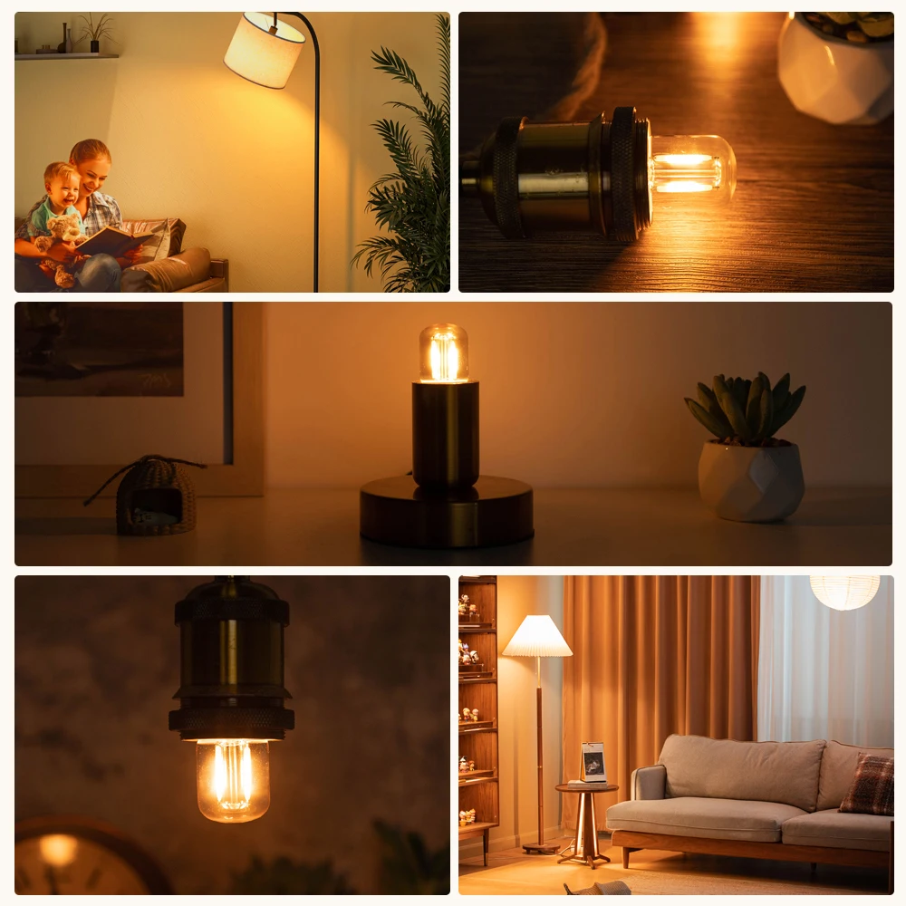 Mini Tube Led Light Bulbs T28 220V 1W B22 Warm White Amber Glass Replaceable Pendant Indoor Retro Filament Lamp Decoration Light