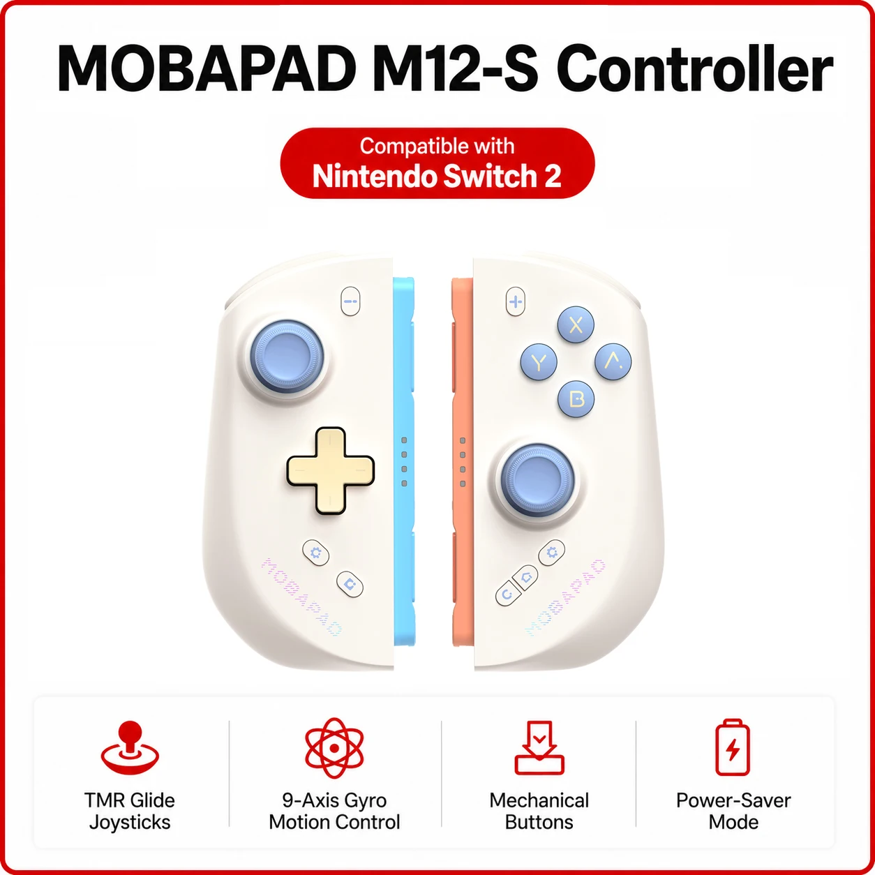 MOBAPAD M12 S/HD Gaming Controller voor Nintendo Switch 2 met TMR-sticks, mechanische knoppen Joypad voor Switch2-console