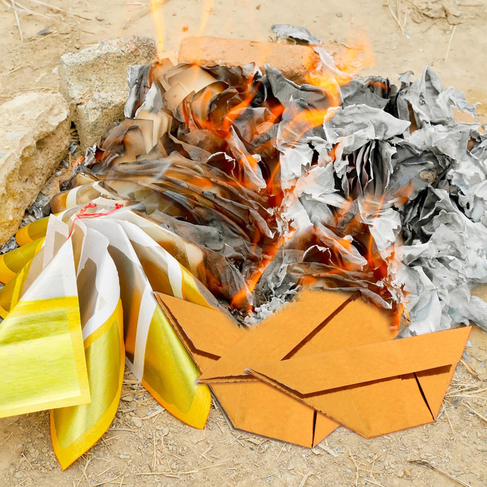 

400pcs Paper Gold Ingot Diy Folding Burning Sacrificial Tribute Tomb Sweeping Day Worship Supplies Handmade Ingot Ancestor