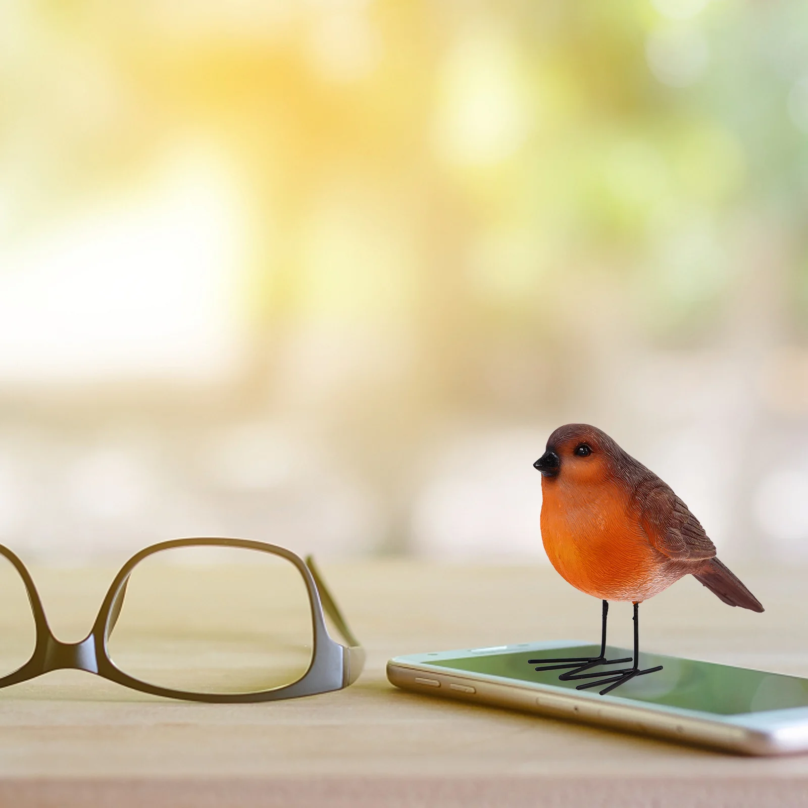 

2 Pcs Bird Decoration Small Figurines Christmas Dinner Table Robin for Home Birds Office Desk