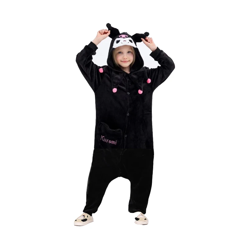 Children's Onesie Kuromi Cosplay Costume for Kids Cartoon Kigurmi Girls Pajamas Full Body Clothes Halloween Party Outfit