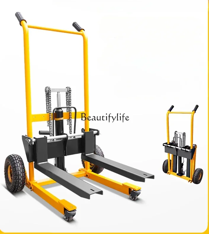 

Manually-Operated Forklift Hydraulic Lift Platform Loading and Unloading Folding Mobile Stacker