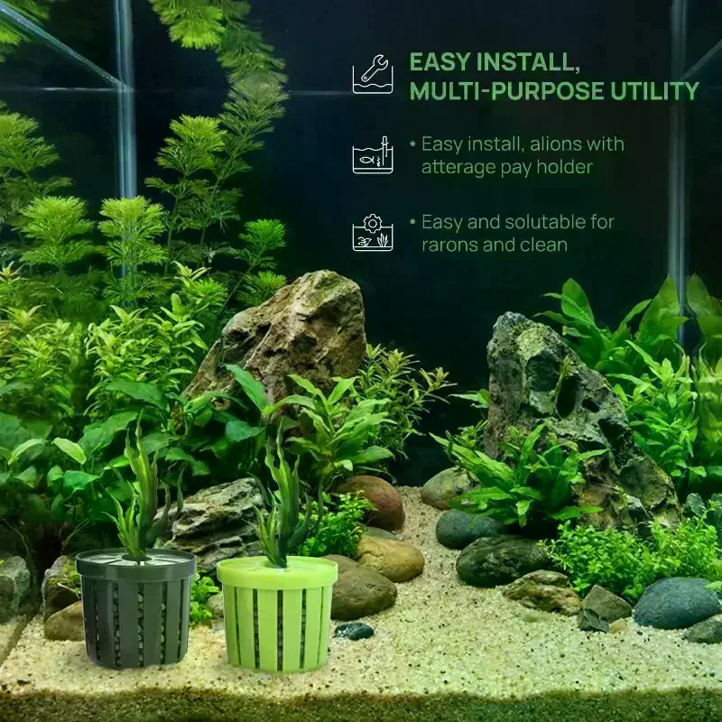 Pet Fish Tank Plant Holders 4 Piece Aquarium Planter Cup Set Perfect for Aquascaping Home Office Aquariums