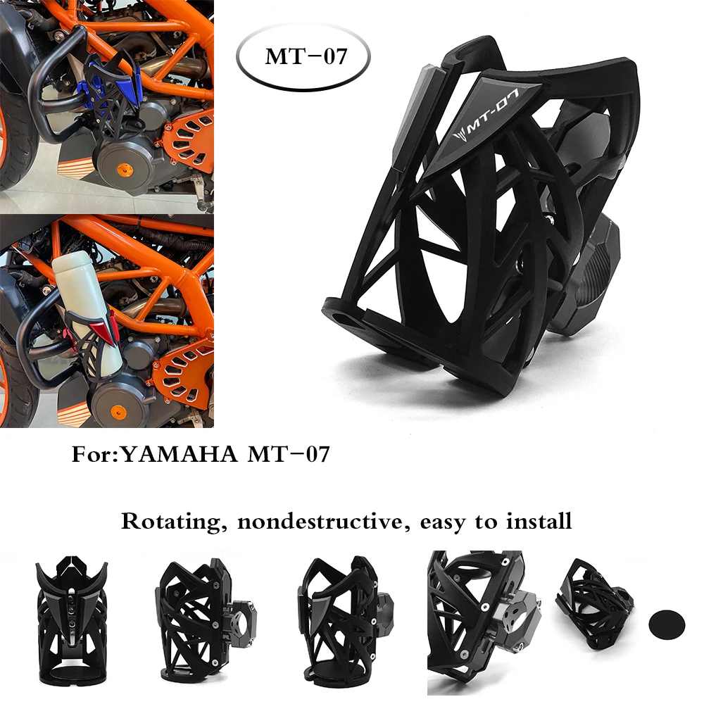 

For YAMAHA MT-07 MT07 MT 07 Motorbike CNC Beverage Water Bottle Cage Drink Coffee Cup Holder Stand Mount mt07 MT 07