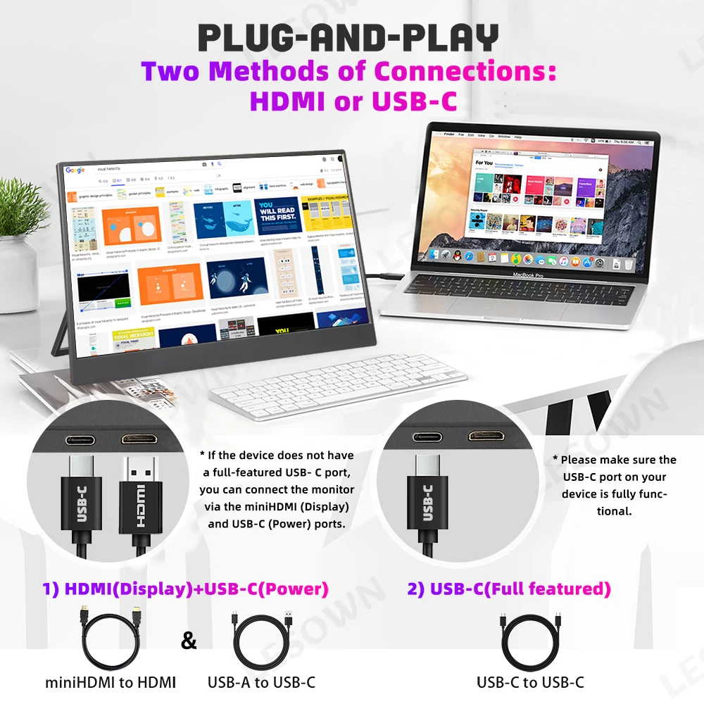 LESOWN 165Hz 2.5K Monitor da gioco portatile 15.6 "IPS Touch USB-C HDMI HDR Laptop Display LCD da viaggio esteso per PC Switch PS4/5