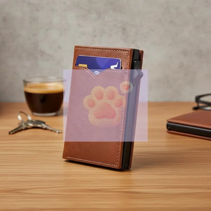 Slim RFID Blocking Credit Card Wallet for Men, Card Holder with Clear ID Window and Cash Pocket, Thin Business Purse