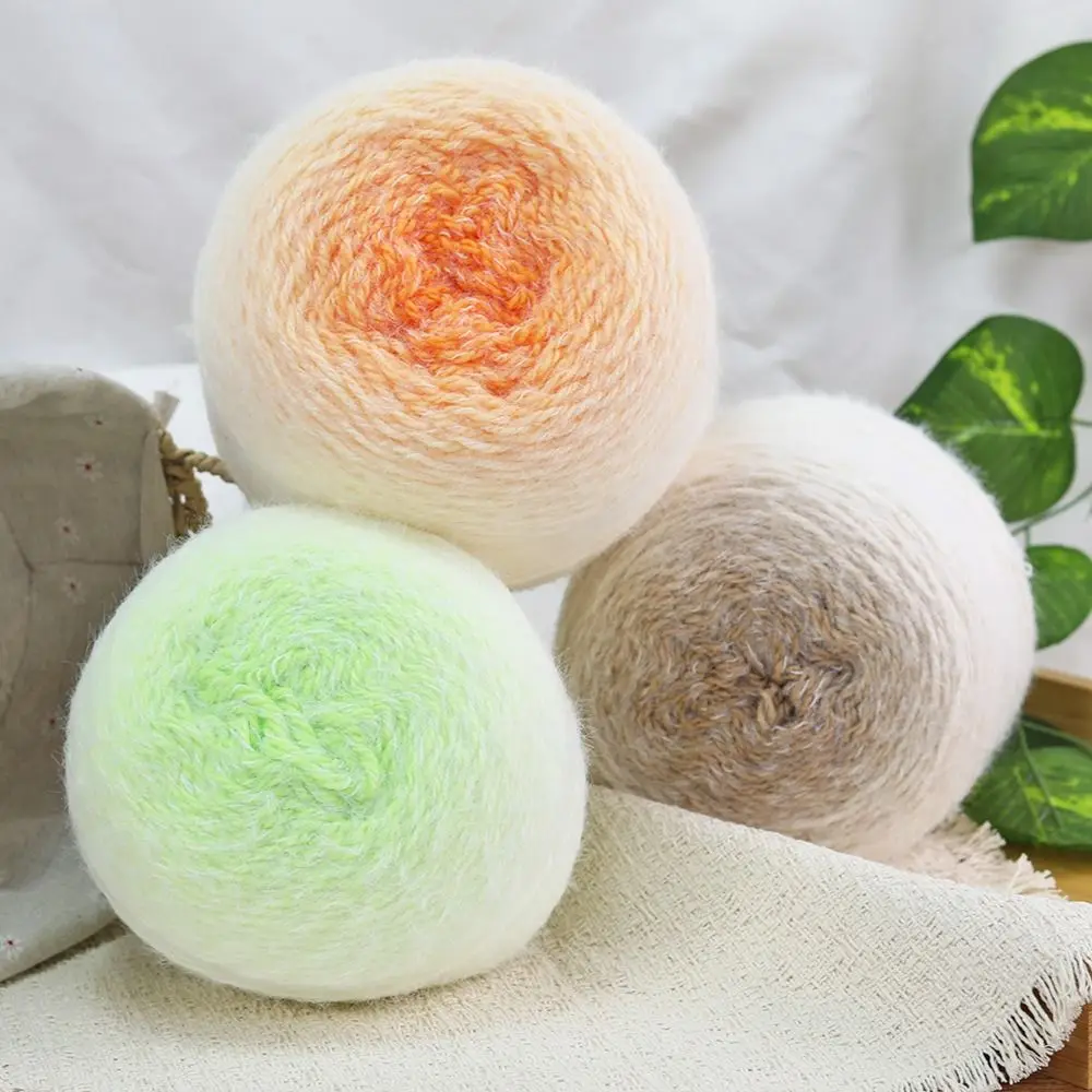 200g/ Roll Durable Gradient Color Wool Yarn Handmade Multicolor Crochet Yarn DIY Soft Long Velvet Yarn for Hat Sweater