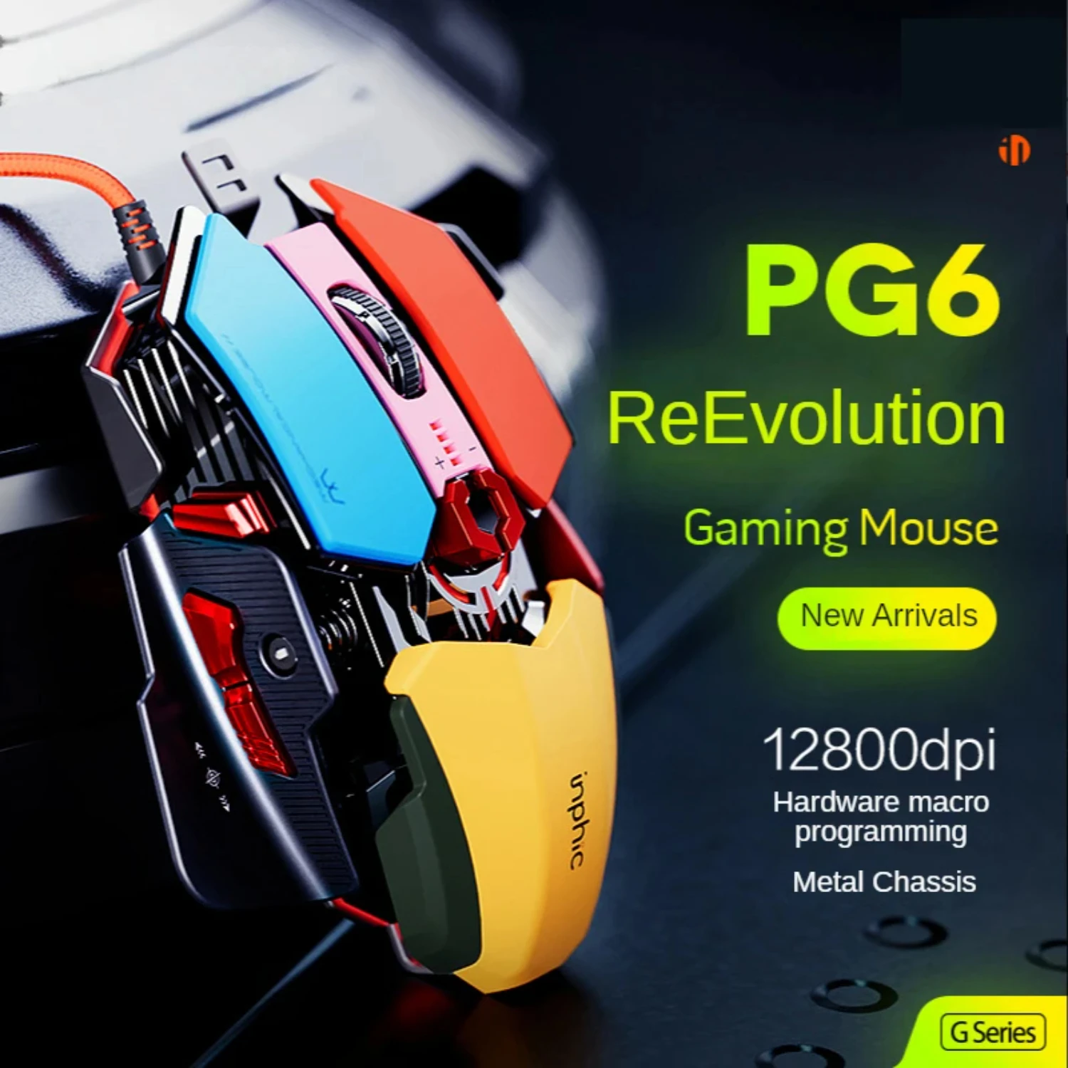 

PG6 Компьютерная мышь USB Проводная игровая мышь RGB Бесшумная мышь 5500 точек на дюйм Механическая мышь с 9 кнопками для ПК Ноутбук Pro Gamer