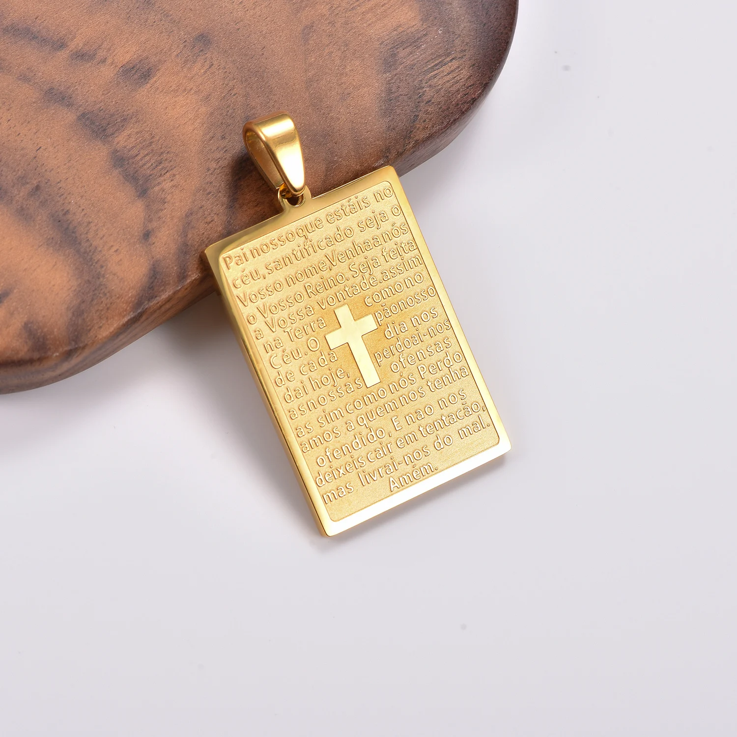 Portugiesische Bibel-Gebetskette Kreuz Edelstahl Religiöser Amulett-Anhänger Hip-Hop Christlicher Schmuck für Männer und Frauen – Detail 6