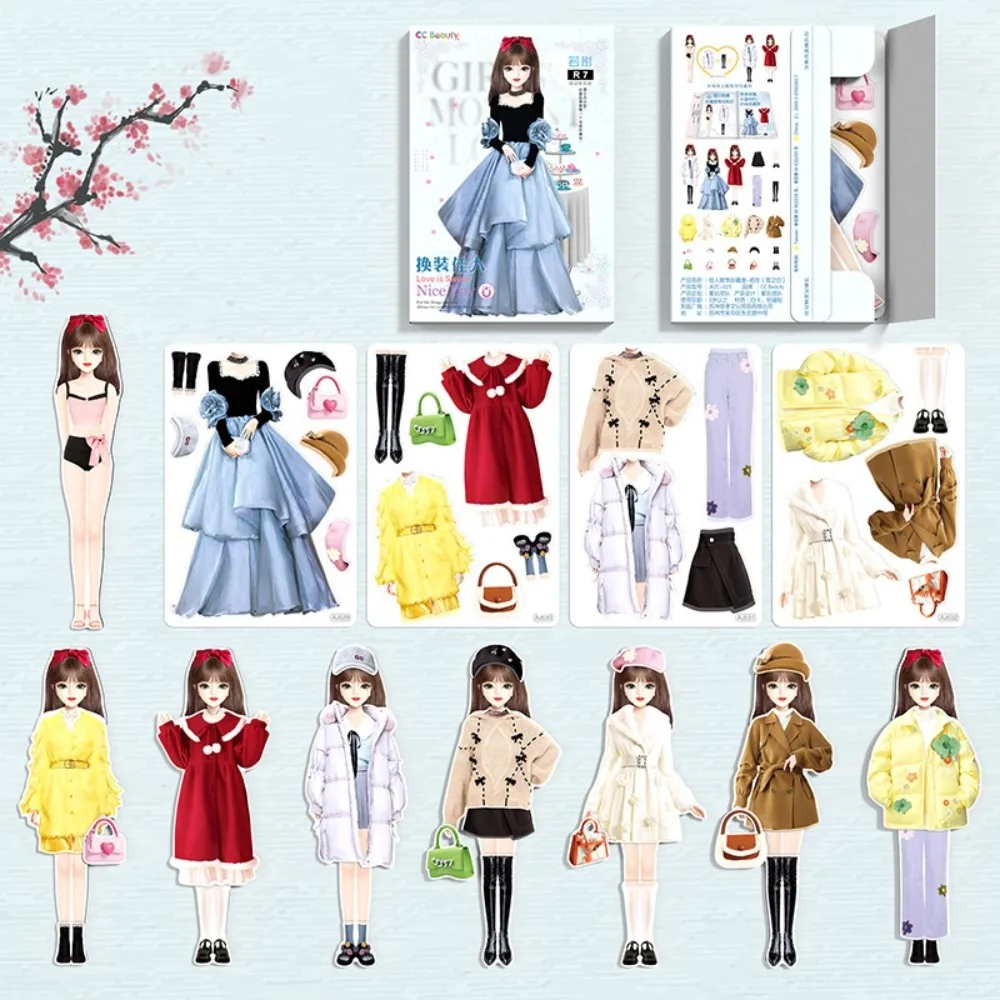 Creato Imagine Magnetic Dress Up Fai finta di giocare Adesivi per vestire in carta Vestiti magnetici Adesivi per principesse per ragazze dei cartoni animati