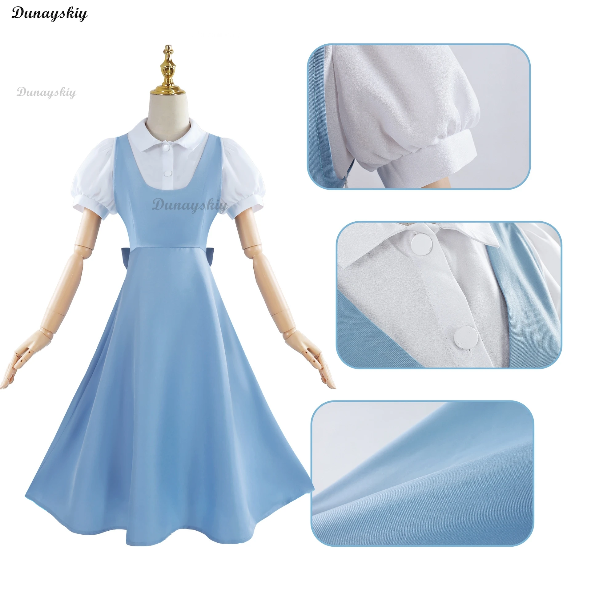 أزياء أنيمي رانما 1/2 أكاني تندو التأثيرية فستان أزرق جميل كرنفال لعب الأدوار بدلة موحدة لحفلات الهالوين مخصصة