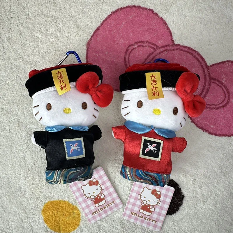 

Cute Hello Kitty Plush Keychain KT Cat Jiangshi Zombie Style Retro Stuffed Toys Couple Backpack Doll Pendant Girls Perfect Gifts