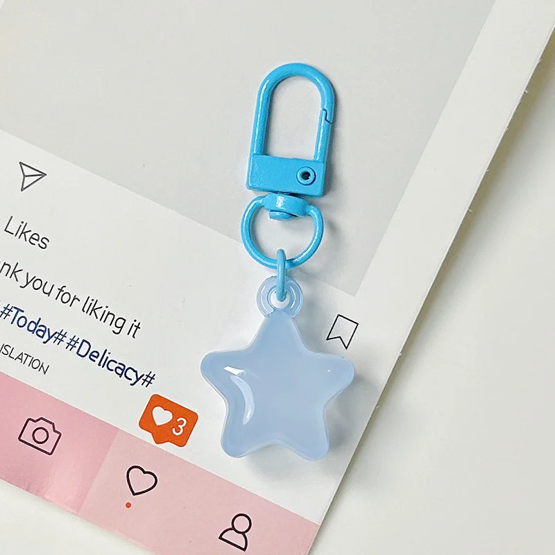 Cute Star Keychain Lobster Clasp Clear Acrylic Bag Charm Clip DIY Jewelry Pendant Handbag Purse Decoration Accessories Green image 5