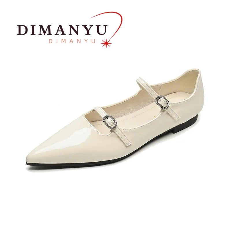 

DIMANYU Mary Jane Shoes Women 2024 New Spring Pointed Female Flat Shoes A Word Buckle Shallow Mouth Fashion Women's Shoes