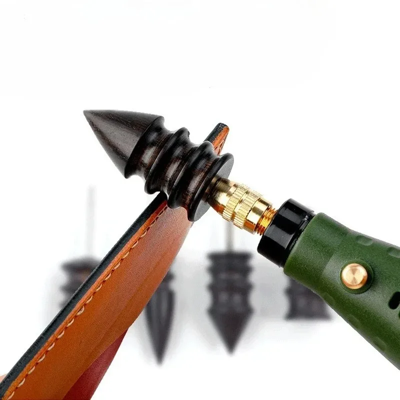 

Black Ebony Wood Leather Burnisher Polished Rods, Leather Craft Edge Slicker Tool, Electric Polished Tip Head DIY Rotary Sets