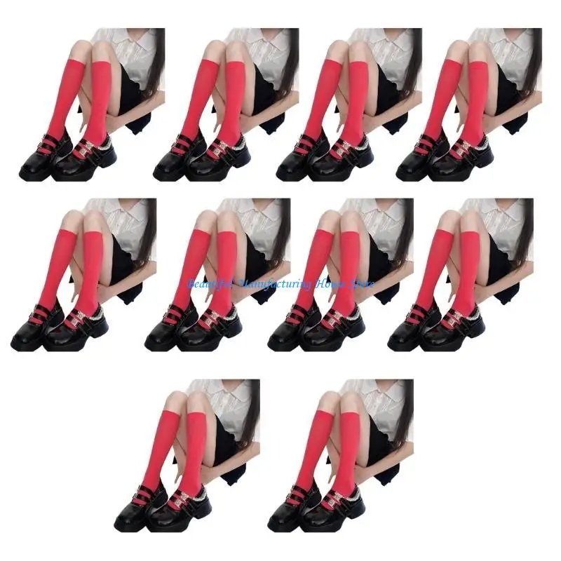 

E56A 10 Pairs Stretchy Socks for Women Mids Calf Length Lightweight Outfits