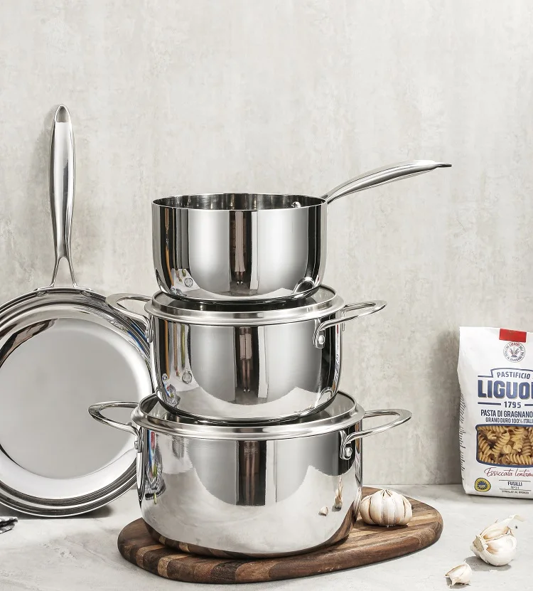 الأكثر مبيعا للتخصيص موقد عام المطبخ 7 قطعة ثلاثية تجهيزات المطابخ الفولاذ المقاوم للصدأ حساء صلصة أواني الطبخ مجموعات تجهيزات المطابخ #2