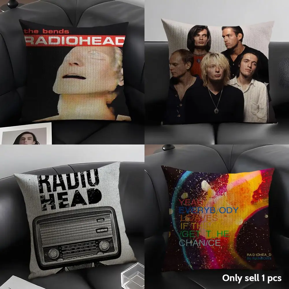 B-British Band RadioheadS Cushion Cover Natural Linen Organic Fabric Double-Sided Printing Sofa Home Decor Gift Pillow Case