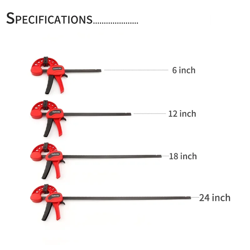 DURATEC New F style bar clamp utensili per la lavorazione del legno quick grip F clamp 4/6/12/18/24 inch morsetti per carpenteria in plastica a