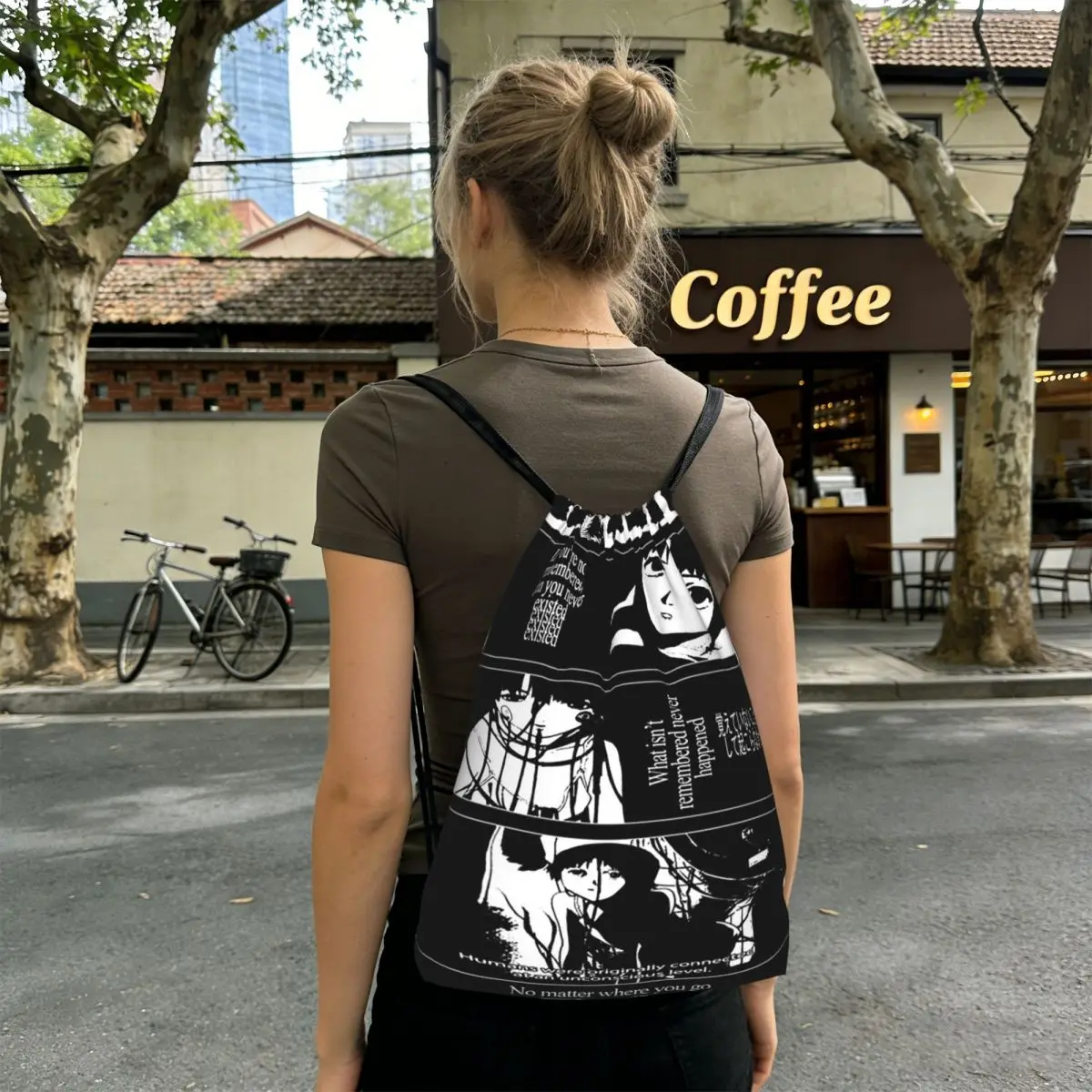 Serial Experiments Lain Backpacks Fashion Drawstring Bundle Pocket Sports Bag Book Bags for Travel Students