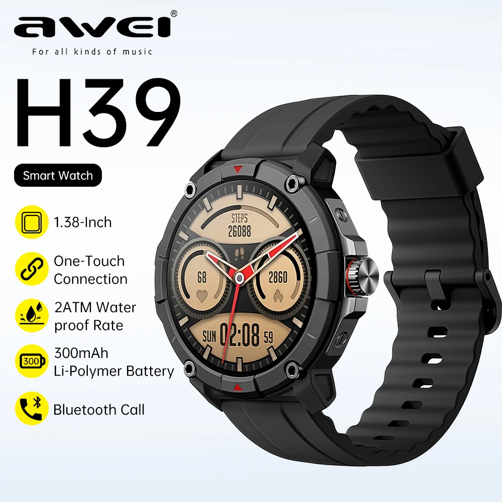 

Awei GPS наружные умные часы H39 спортивные умные часы кровяное давление мониторинг кислорода Bluetooth звонок умные часы 2ATM водонепроницаемые