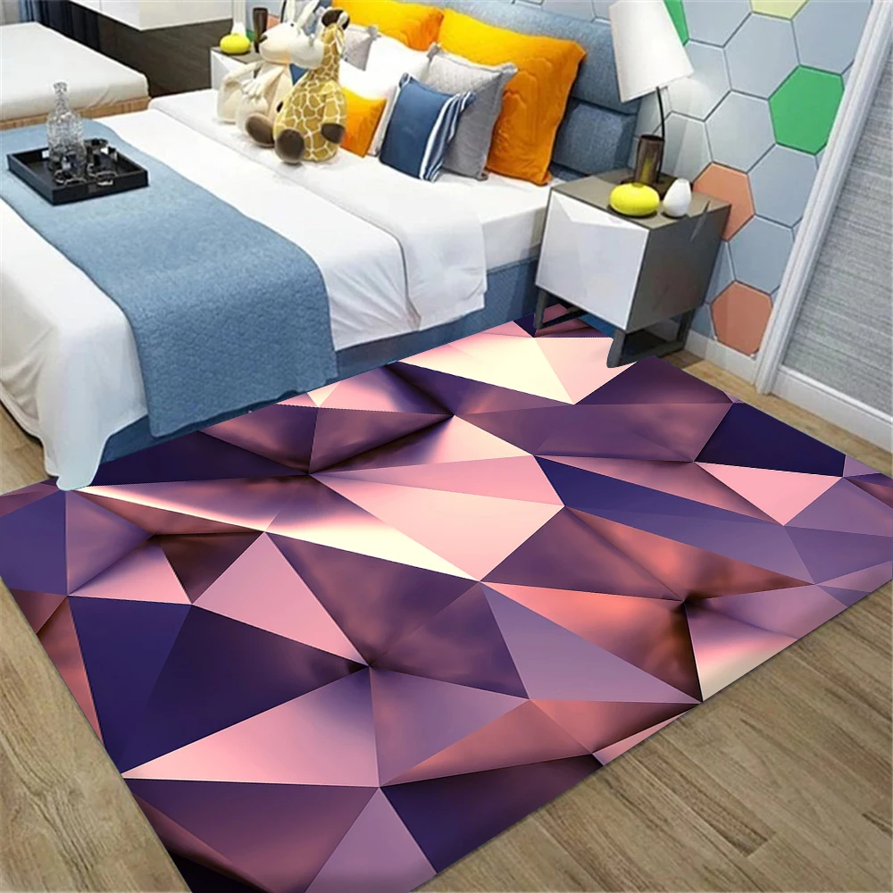 

HX Fashion Carpet Irregular Diamond Metal 3D Printed Rug Carpets for Living Room Indoor Doormat Bathroom Mat Area Rug