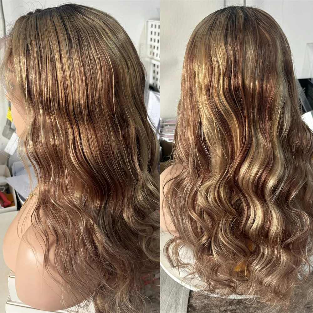 العسل شقراء يسلط الضوء على شعر مستعار طويل البرازيلي باروكة من شعر طبيعي 28 "26" 150% 13x4 الدانتيل شعر مستعار أمامي سوبر التخليص قطعة واحدة اليسار #5