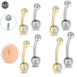1Pc G23 Titanium Belly Button Ring External Thread 14G Navel Nombril Piercing CZ Crystal Sexy Women Body Jewelry 6-12mm Length