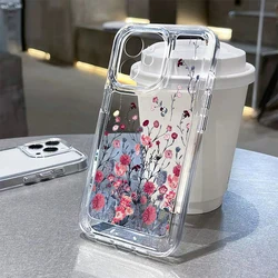 Coque de téléphone transparente souple pour iPhone, Mini Rose Flower, Plum Flower Tulip Cover, 11, 12, 13, 14, 15 Pro, XS Max, Poly X, 7, 8 Plus, SE 2020, 2022