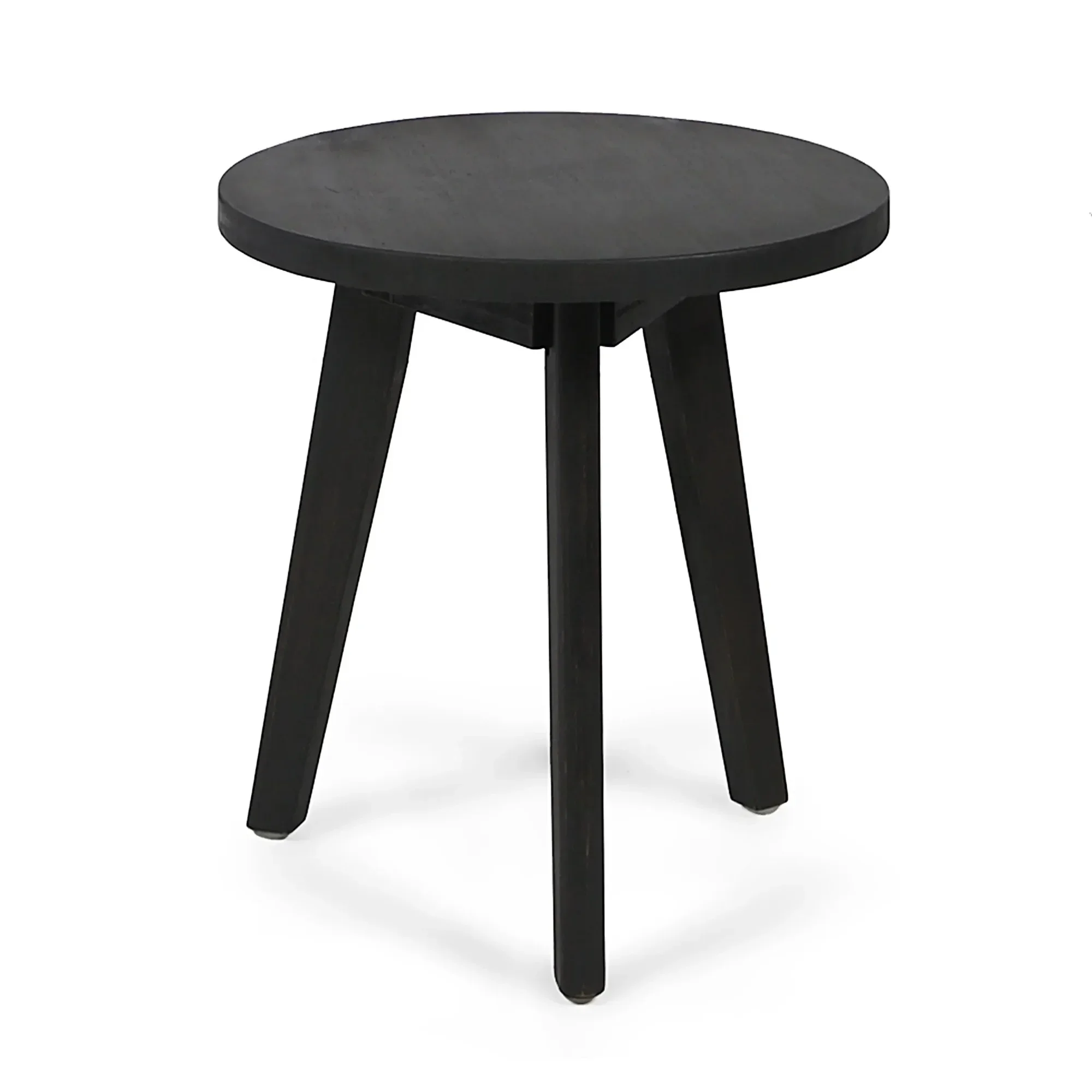 Mesa auxiliar de madera de acacia gris oscuro hecha a mano, patas naturales, mesa auxiliar de exterior de granja para patio, jardín, piscina