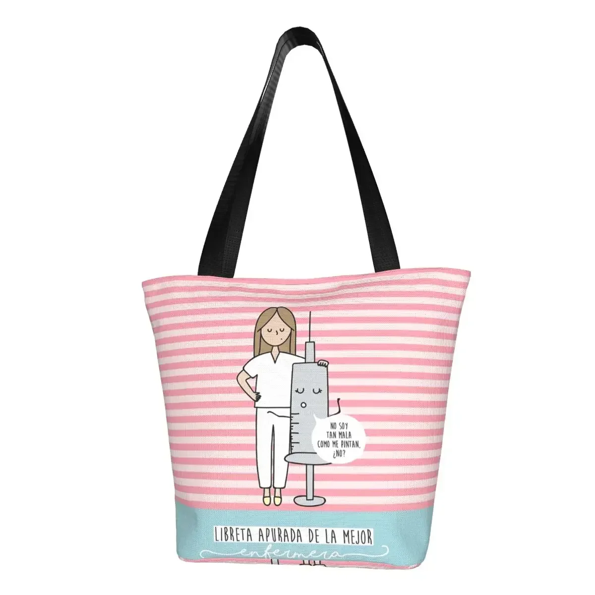 

Fashion Print Enfermera En Apuros Doctor Nurse Medical Tote Shopping Bag Recycling Canvas Shopper Shoulder Handbag