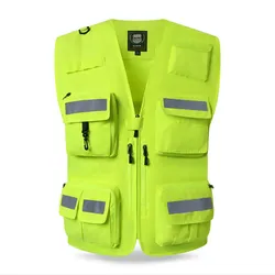 Gilet di sicurezza riflettente per lavorare giubbotto di sicurezza di alta qualità giacca da pilota motore riflettente fluorescente ad alta visibilità