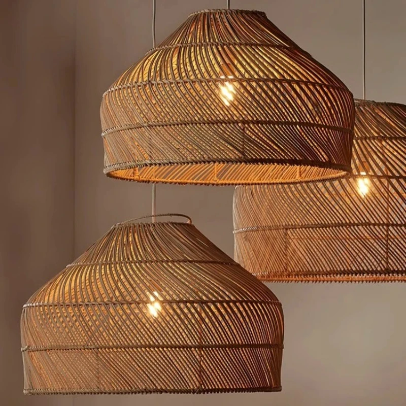 

Wabi Sabi Hanging Chandelier Light Japanese style Fixture Vintage Rattan Pendant Lamp for Dining Room Bedroom restaurant lamp