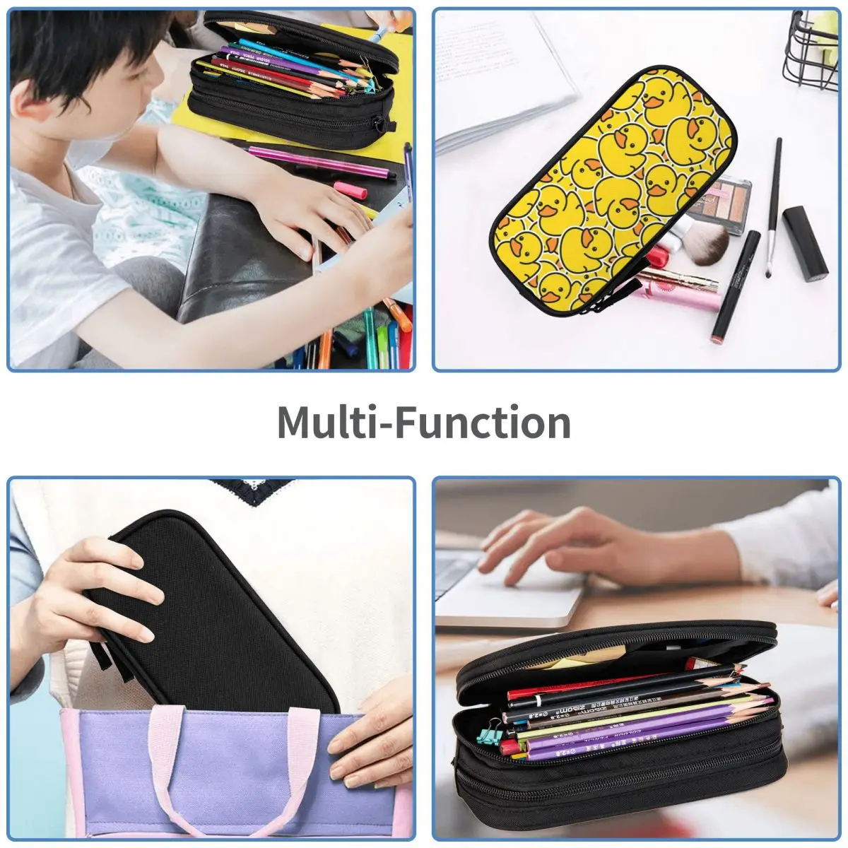 

Yellow Bathtime Rubber Ducks Pattern Pencil Case for Studen Gifts Pen Box Pencil Bag Stationery Supplies Pen Holder Bag