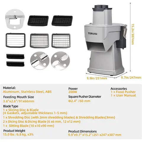 4 इन 1 इलेक्ट्रिक वेजिटेबल चॉपर 200W वेजिटेबल स्लाइसर फूड प्रोसेसर वेजी फूड कटर स्लाइसिंग श्रेडिंग डाइसिंग और स्ट्रिप के साथ 10 best sales सलाद कटर - №6