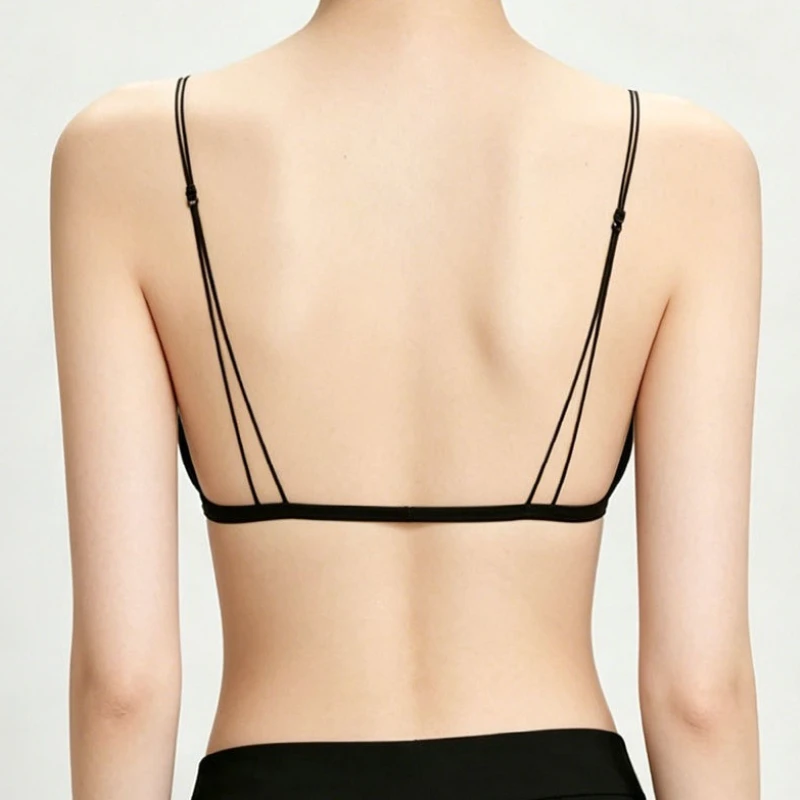 Front Clasp Triangle Cup Bra Spaghetti Strap Wire-free Thin Version Deep V Sexy Bras