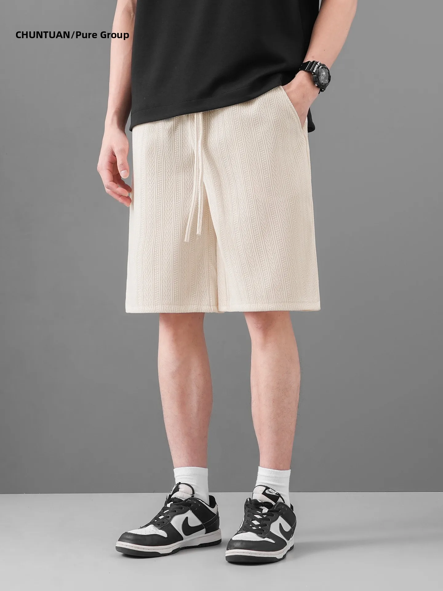 

Мужские летние свободные легкие повседневные брюки American Sle Snailail Pure Color, дышащие прямые брюки пять четвертей