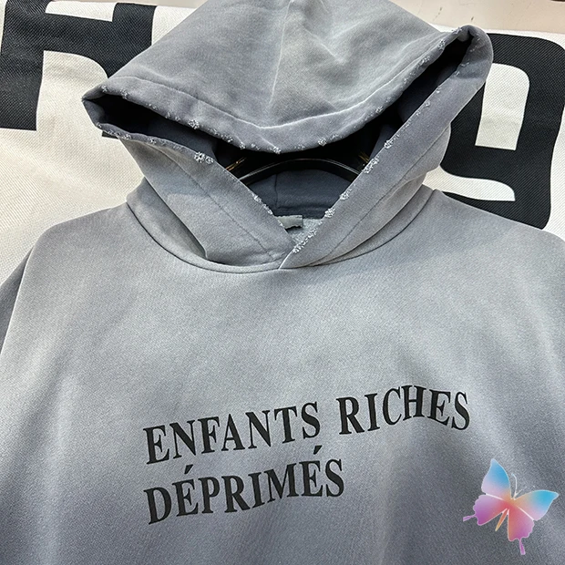 High Streetwear Enfants Riches Deprimes Hoodies Vintage Washed Gradient Tie Dyeing Letter Pullover Men Women ERD Sweatshirts