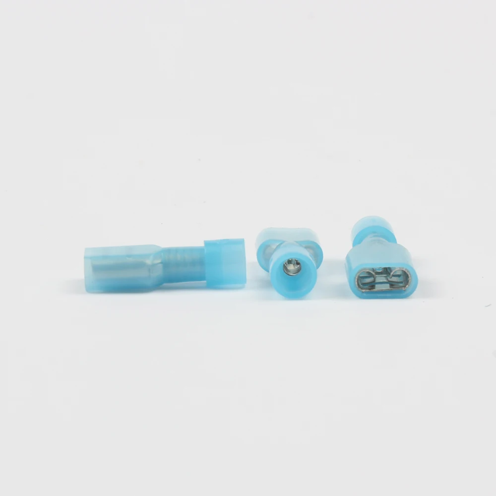 DIANQI FDFN2-250 FDFN2.5-250 나일론 황동 여성 절연 스페이드 조인트 케이블 와이어 커넥터 100PCS 정장 1.5-2.5mm2 16-14AWG FDFN